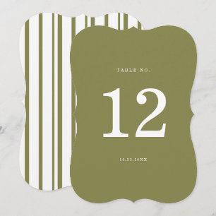 Olive Green Modern Die-Cut Table Number