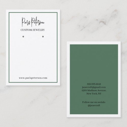 Olive Green Modern Jewelry Earrings Display Card