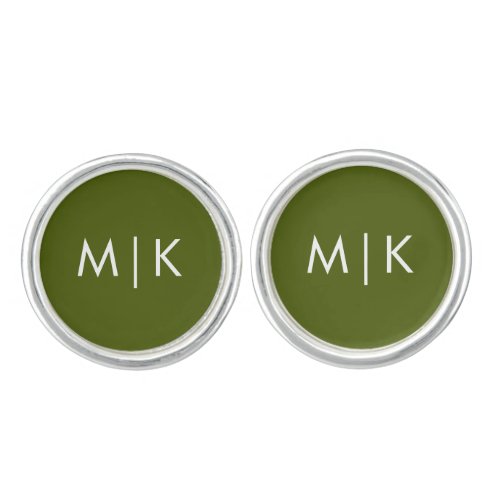 Olive Green | Modern Monogram Cufflinks