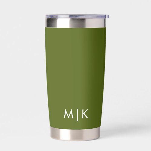 Olive Green | Modern Monogram Insulated Tumbler