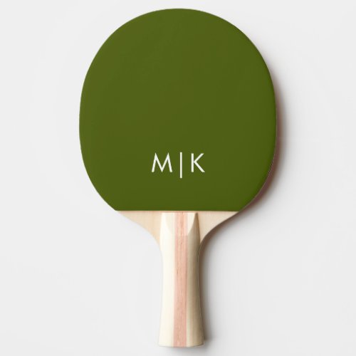 Olive Green | Modern Monogram Ping Pong Paddle