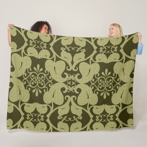 Olive Green Modern Pattern Fleece Blanket