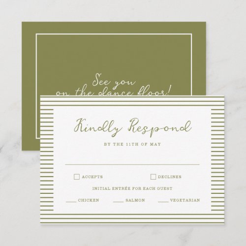 Olive Green Modern Wedding RSVP Card