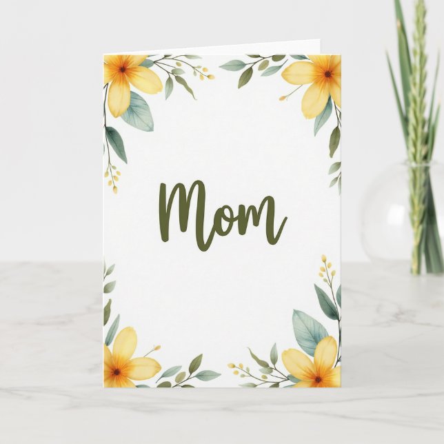 Olive Green Mom Script Card (Front)
