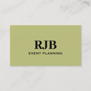 Olive Green Monogram Initial Custom Name Simple Business Card