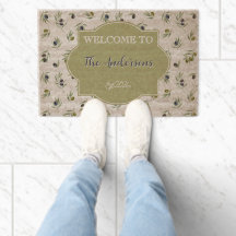 Olive Green Monogram Name Watercolor Chic Pattern