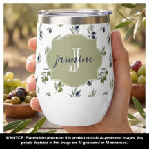 Olive Green Monogram Name Watercolor Chic Pattern
