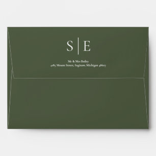 Olive Green Monogram Return Address Envelope