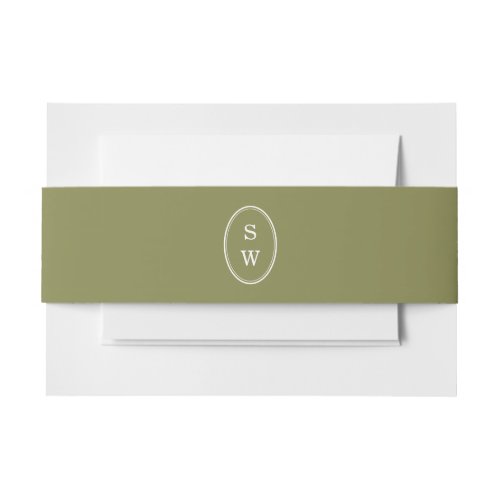 Olive Green Monogram Wedding Belly Band