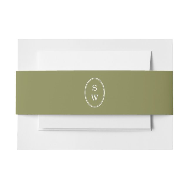 Olive Green Monogram Wedding Belly Band (Front Example)
