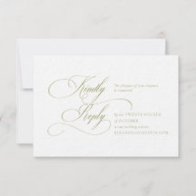 Olive Green Monogram Wedding RSVP Card