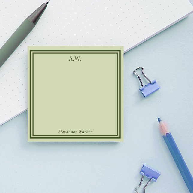 Olive Green Monogrammed Post-it Notes (Creator Uploaded)