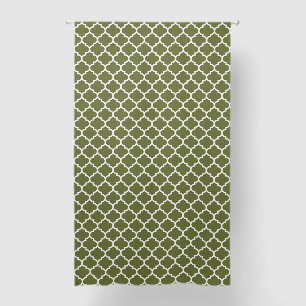 Olive Green Moroccan Pattern Tile Curtain