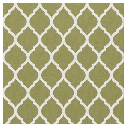Olive Green Moroccan Quatrefoil Fabric