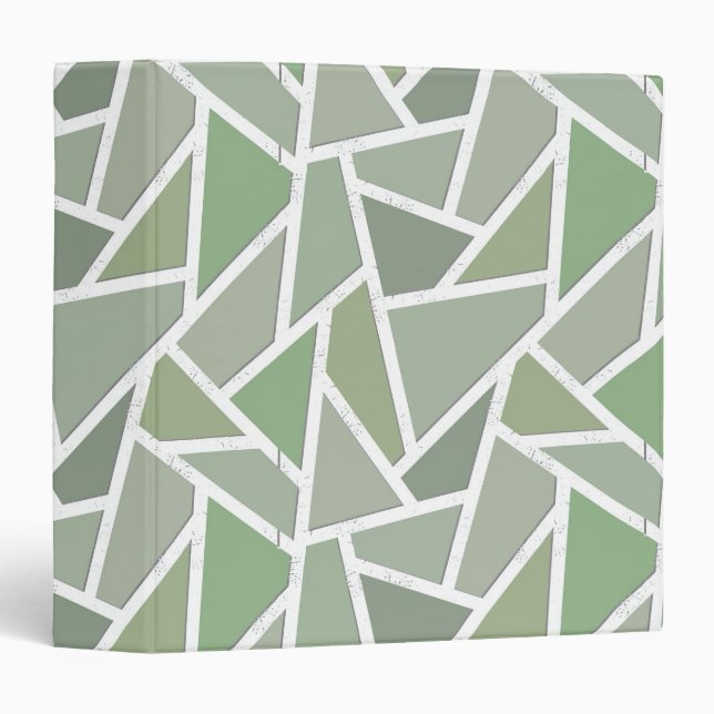 Olive green mosaic pattern 3 ring binder (Front/Spine)