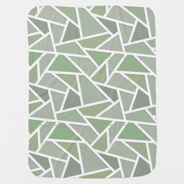 Olive green mosaic pattern baby blanket (Front)