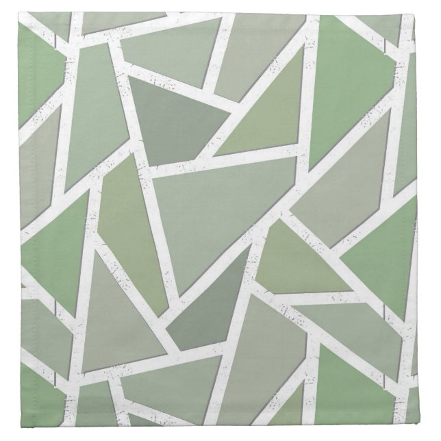 Olive green mosaic pattern cloth napkin (Front)