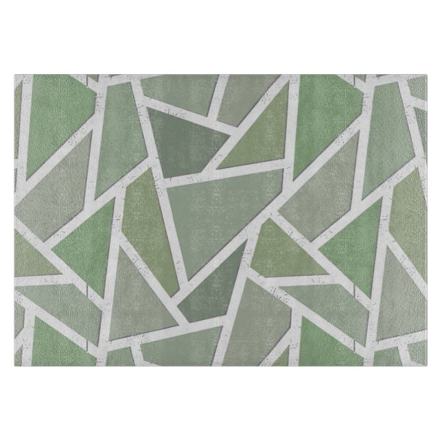 Olive green mosaic pattern cutting board (Front)