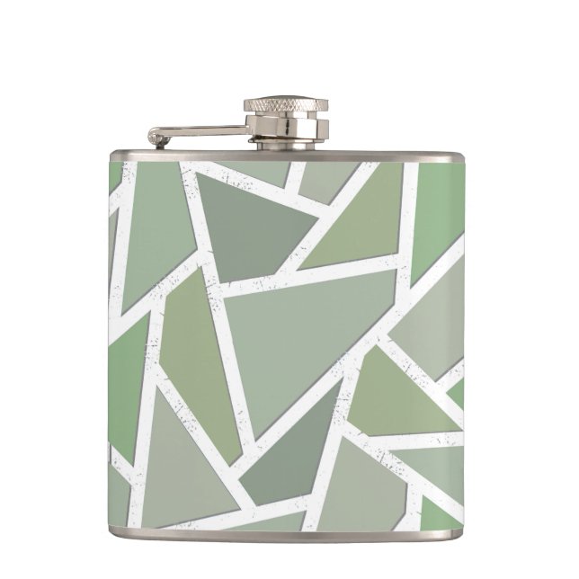 Olive green mosaic pattern flask (Front)