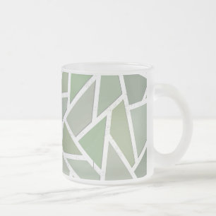Olive green mosaic pattern frosted glass coffee mug