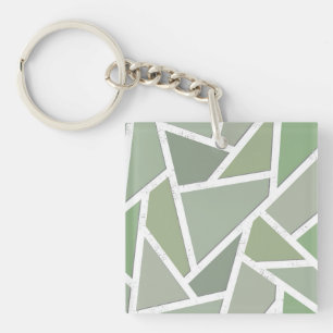 Olive green mosaic pattern keychain