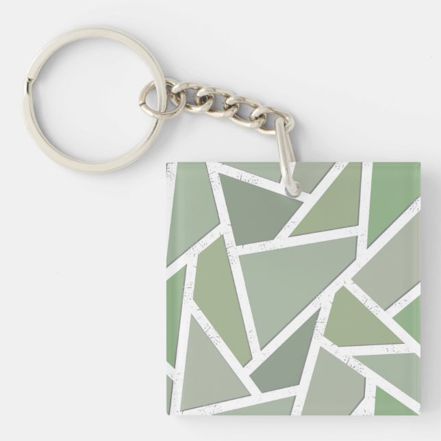 Olive green mosaic pattern keychain (Front)