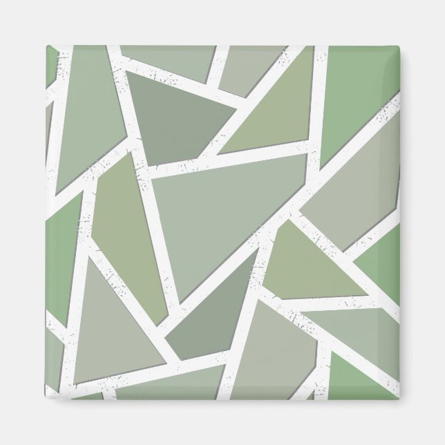 Olive green mosaic pattern magnet (Front)