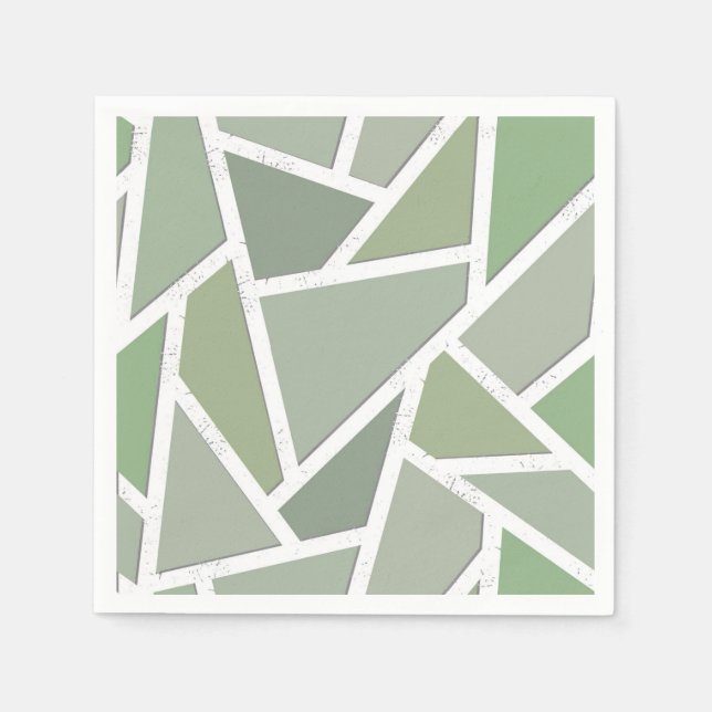 Olive green mosaic pattern napkins (Front)