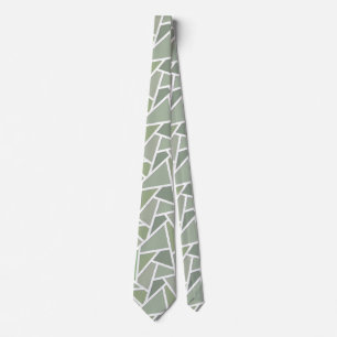 Olive green mosaic pattern neck tie