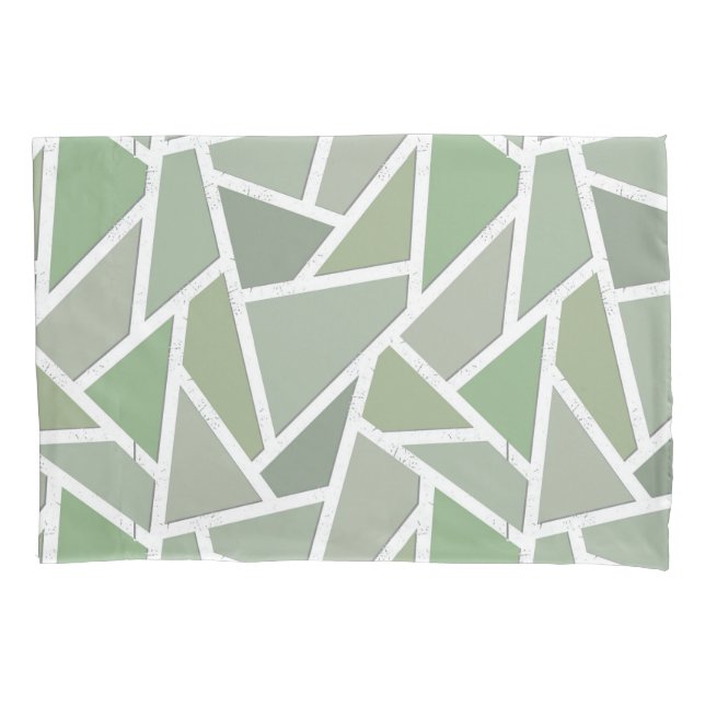 Olive green mosaic pattern pillow case (Front)