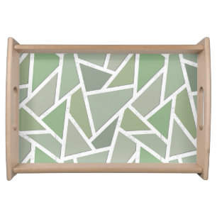 Olive green mosaic pattern serving tray