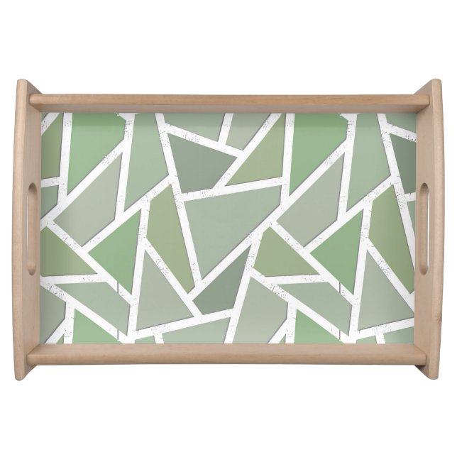 Olive green mosaic pattern serving tray (Front)