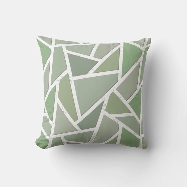 Olive green mosaic pattern throw pillow (Front)