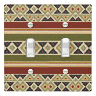 Olive Green Mustard Ochre Yellow Tribal Ikat Art Light Switch Cover