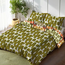 Olive Green Mustard Yellow Mid-Century Modern