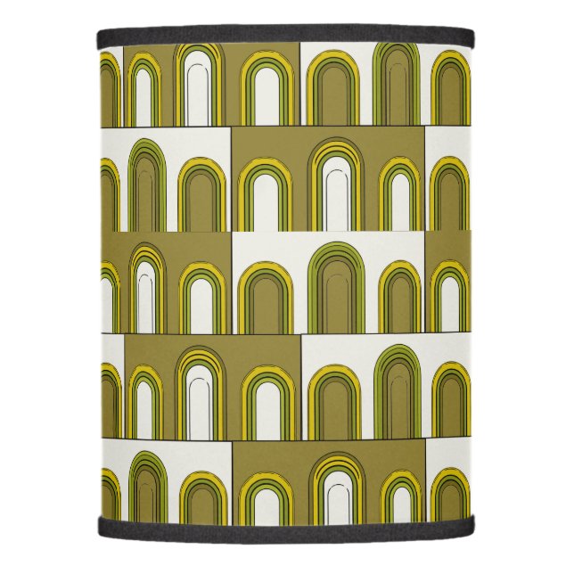 Olive Green Mustard Yellow Mid-Century Modern Lamp Shade (Front)