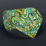 Olive Green Mustard Yellow Turquoise Blue Paisley Tie<br><div class="desc">Paisley Floral Pattern in Olive Green Mustard Yellow Turquoise Blue Men's Hipster Trendy Necktie</div>