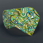 Olive Green Mustard Yellow Turquoise Blue Paisley Tie<br><div class="desc">Paisley Floral Pattern in Olive Green Mustard Yellow Turquoise Blue Men's Hipster Trendy Necktie</div>