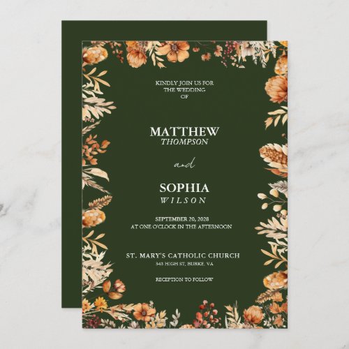 Olive Green Natural Elegance Wedding Invitation