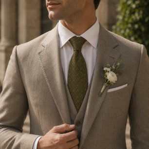 Olive Green Oak Leaf Neck Tie