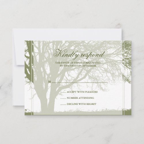 Olive Green Oak Winter Wedding Response Card