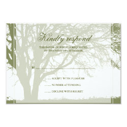 Olive Green Oak Winter Wedding Response Card 3.5