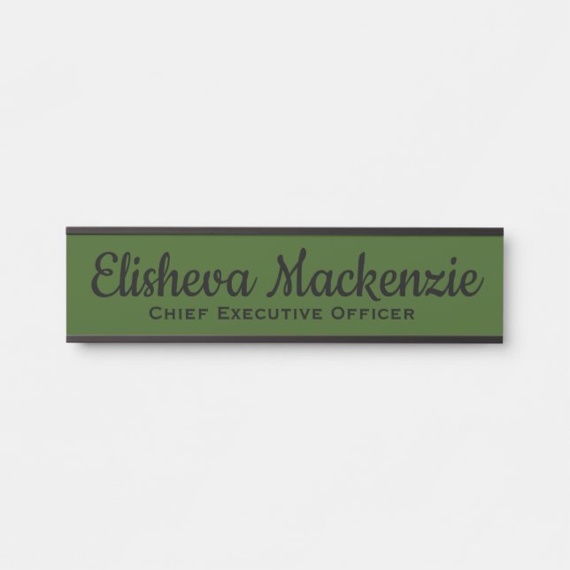 Olive Green Office Door Sign Signs  Name Plate (Front)