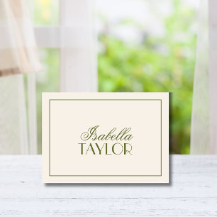 Olive Green Old Money Formal Wedding Place Card
