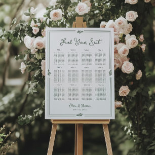 Olive Green Old Money Formal Wedding Seating Chart Foam Board