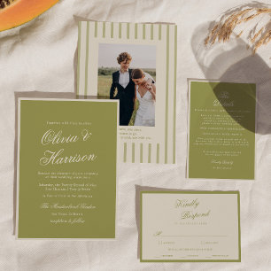 Olive Green Old Money Wedding Invitation