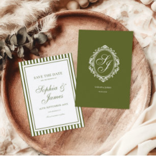 Olive Green Old Money Wedding Save the Date