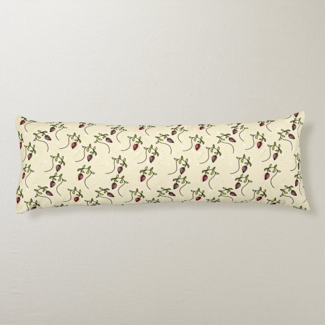 Olive green ornamental pattern body pillow (Back)