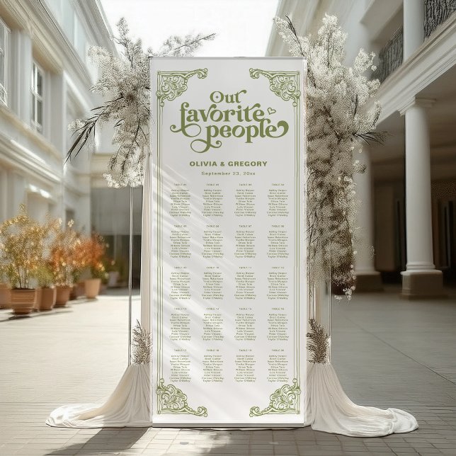Olive Green Our Favorite People Seating Charts Retractable Banner (Creator Uploaded)