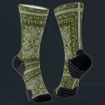 Olive Green Paisley Bandana Print Socks<br><div class="desc">Olive green paisley print premium quality socks. Visit my shop for the entire bandana sock design collection.</div>